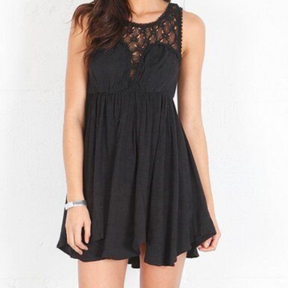 Free People Black Pleated Babydoll Mini Dress caja 4